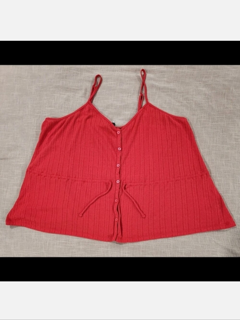 Torrid Pointelle Vneck Cinched Waist Button Up Peplum Tank Size 3X Red NWT